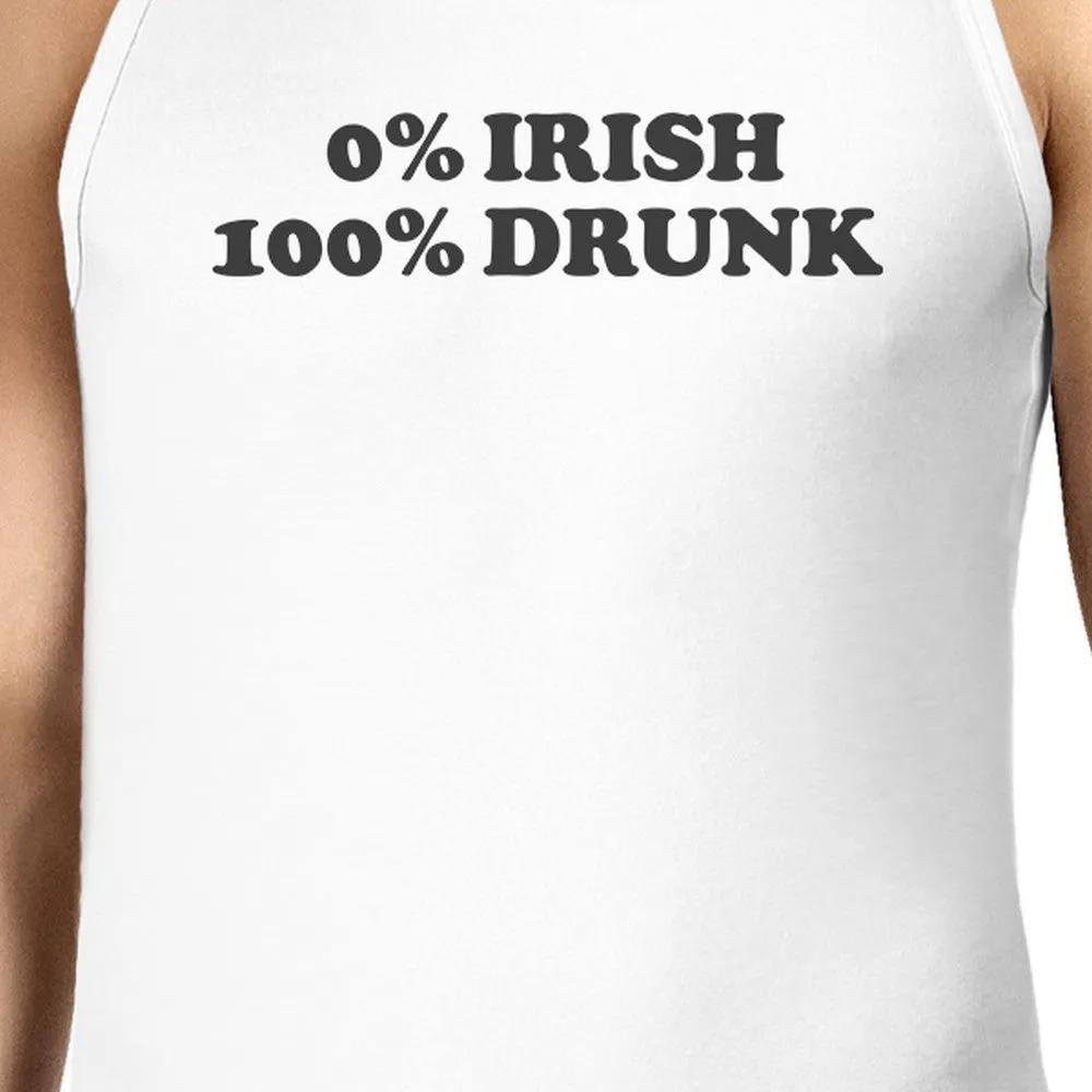 0% Irish 100% Drunk White Sleeveless Tanks For Men Humorous Design