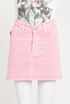 2019 Pink Denim Preowned Mini Skirt