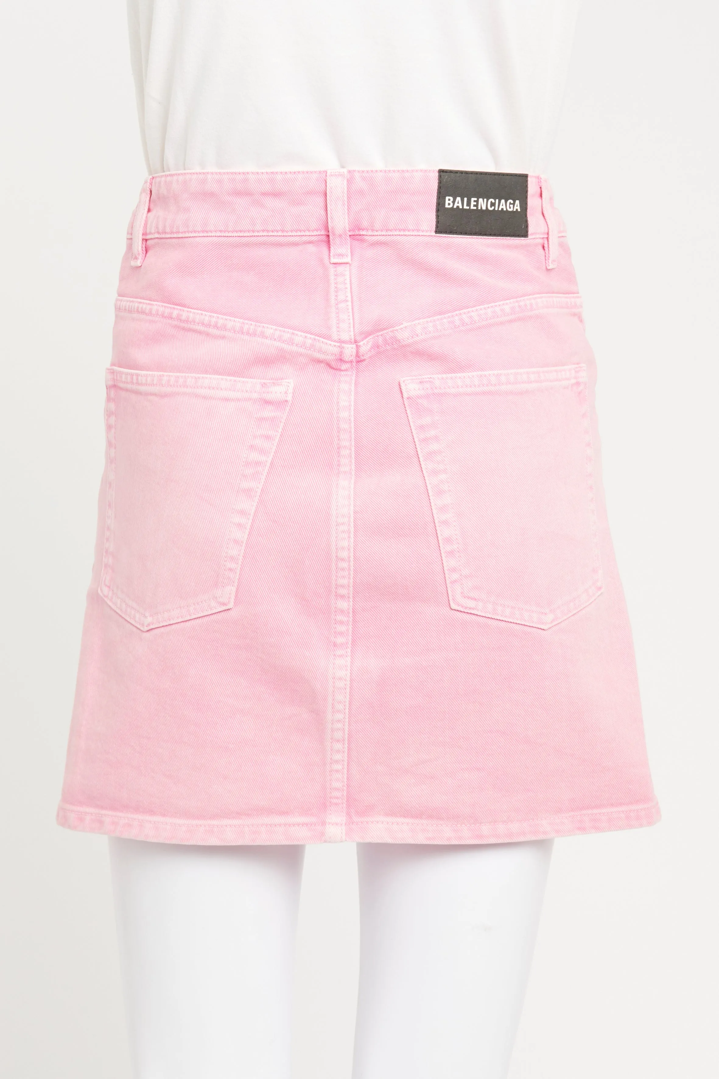 2019 Pink Denim Preowned Mini Skirt