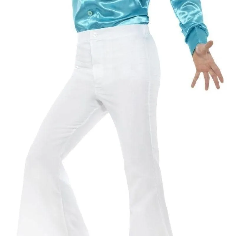 70s Style Flared Trousers Mens White