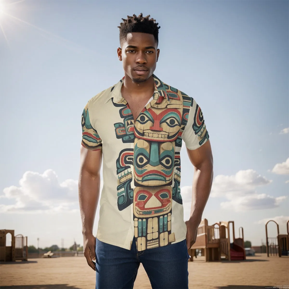 All-Over Print Men's Shirt j7 tiki themed shirt