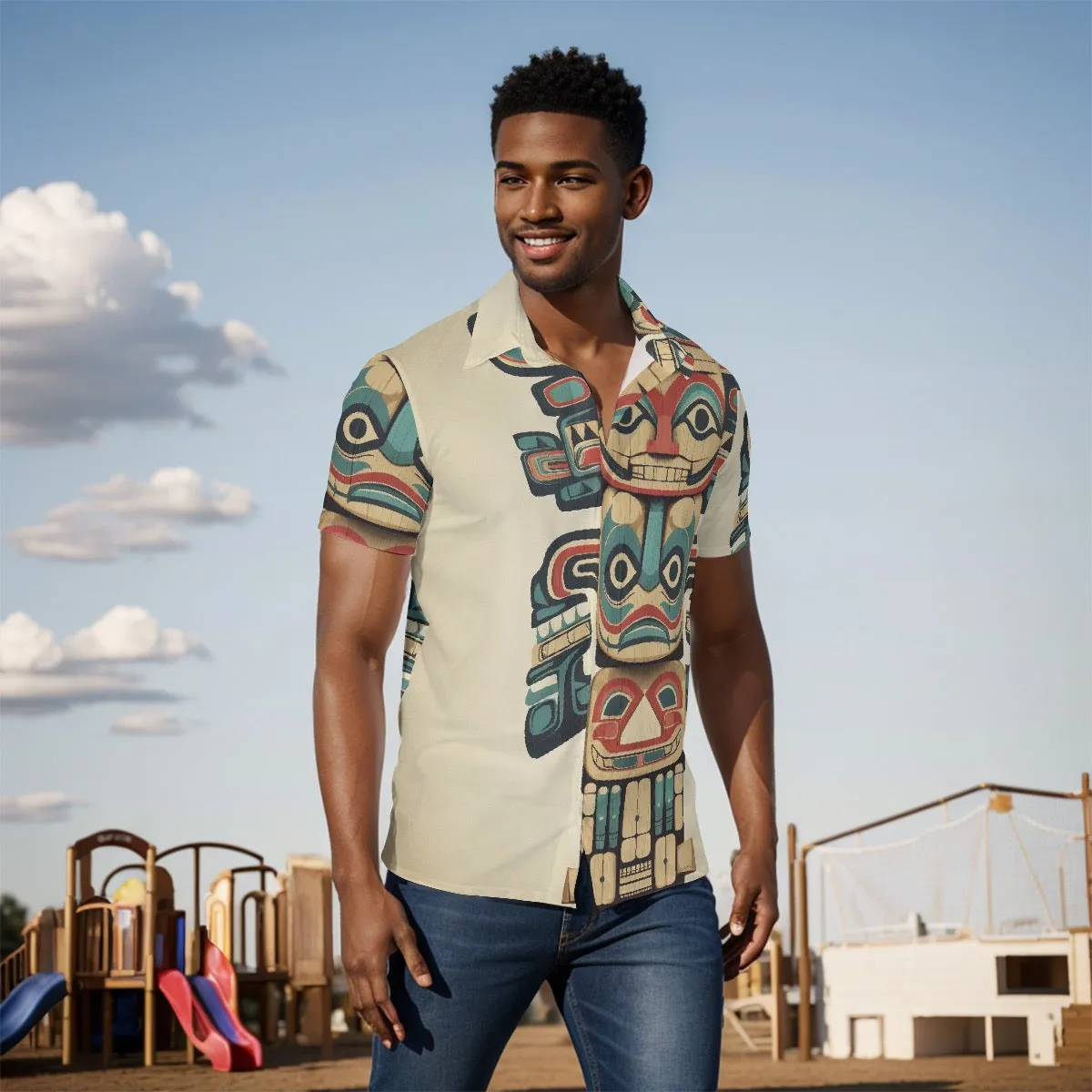 All-Over Print Men's Shirt j7 tiki themed shirt