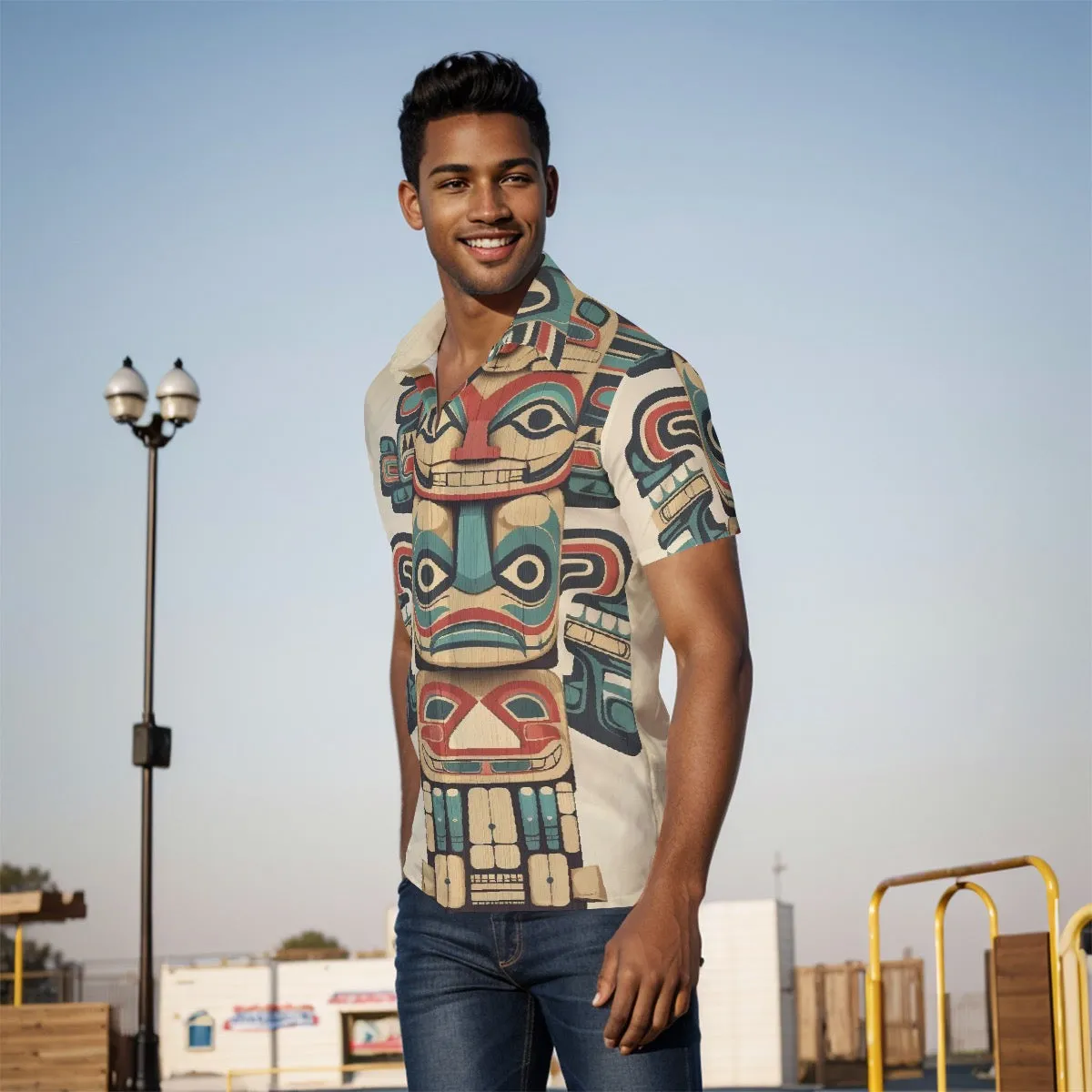 All-Over Print Men's Shirt j7 tiki themed shirt