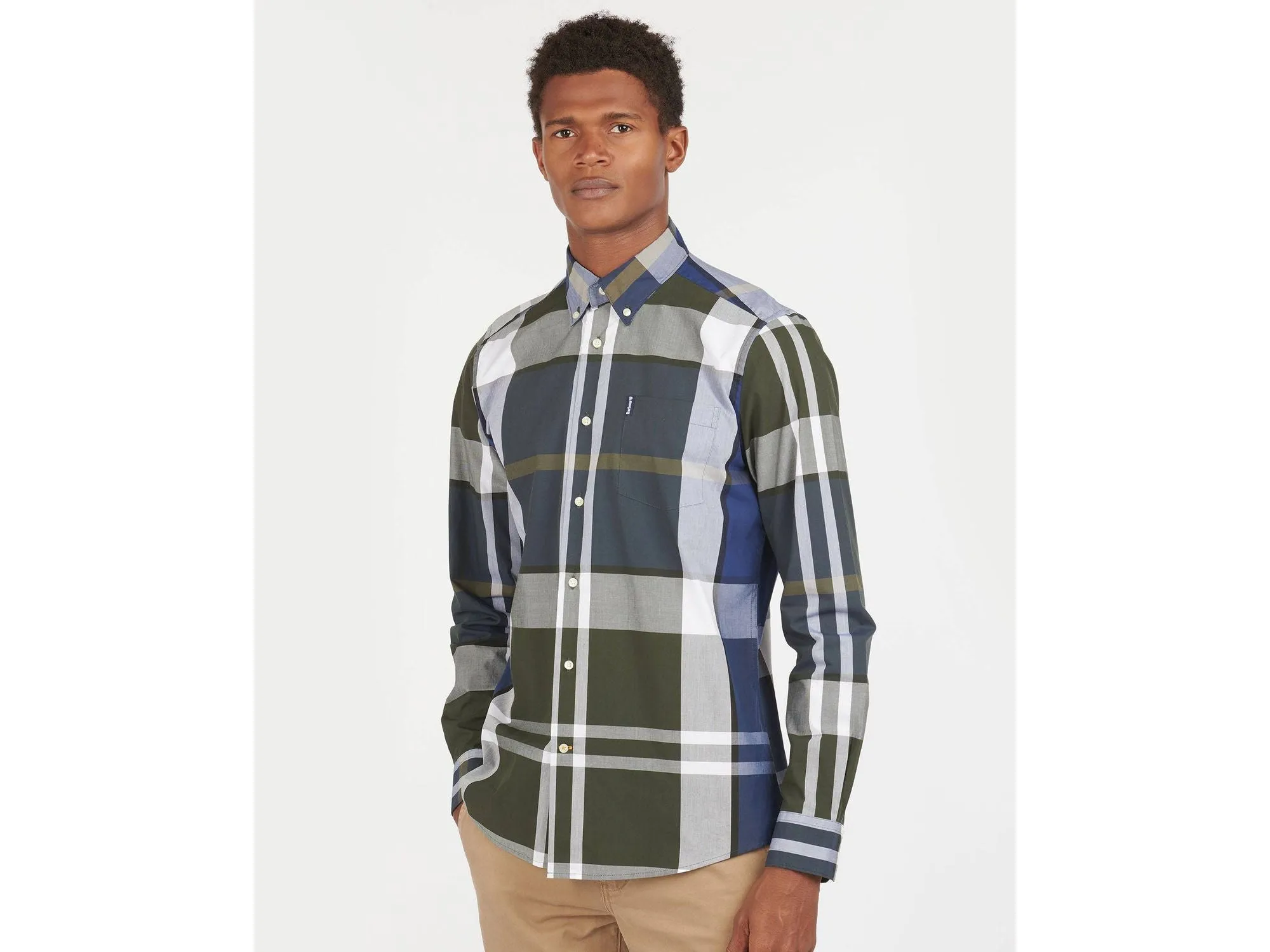 Barbour Tartan 12 Tailored Buttondown Collar Shirt in Sage