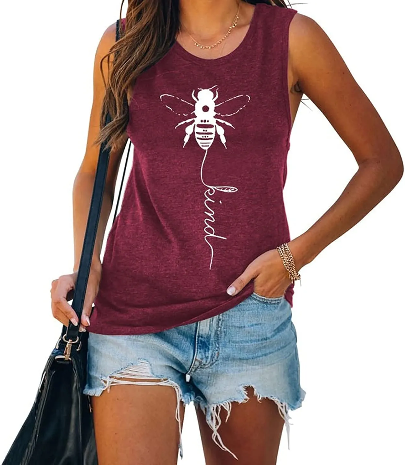 Bee Kind Tank Tops for Women Inspirational Mom Shirt