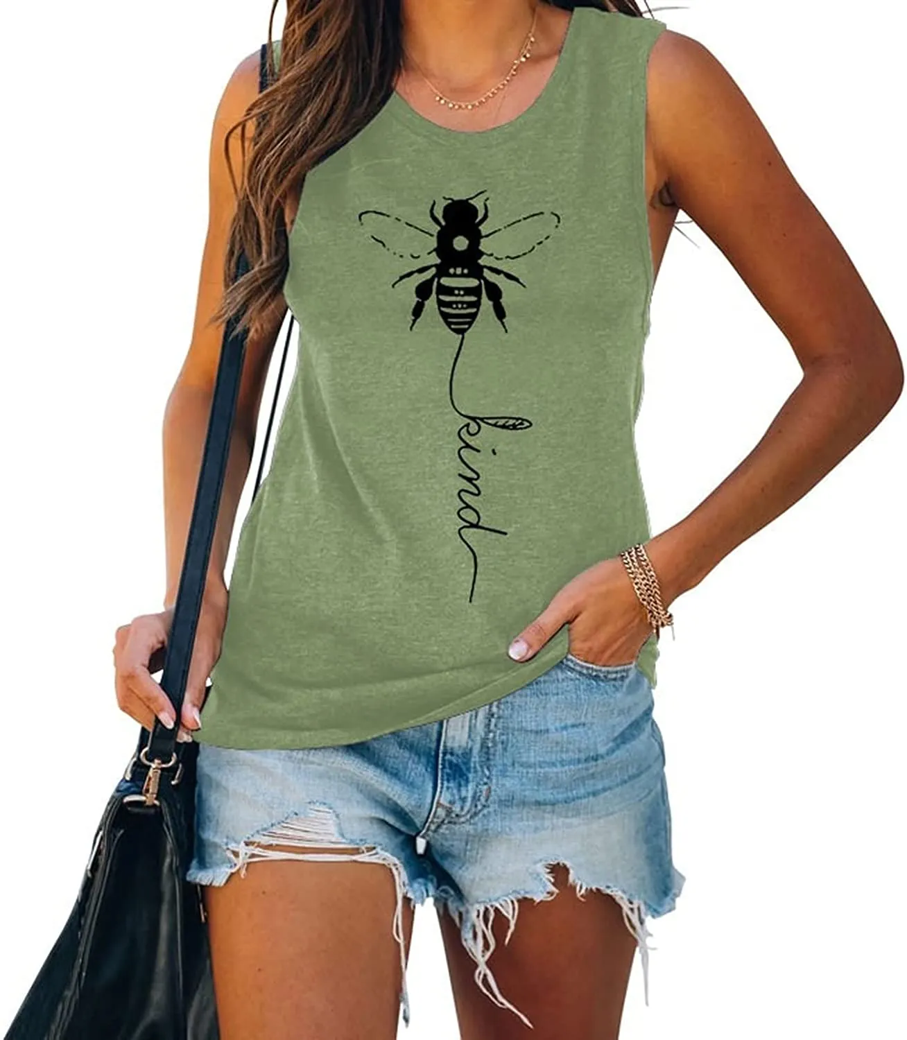 Bee Kind Tank Tops for Women Inspirational Mom Shirt