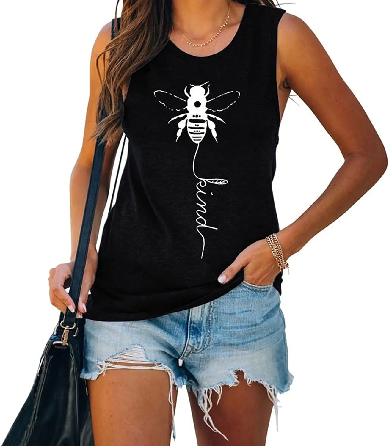 Bee Kind Tank Tops for Women Inspirational Mom Shirt