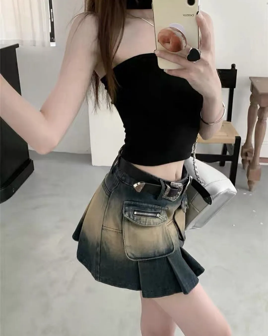 Bio Washed Jeans Type Mini Skirt