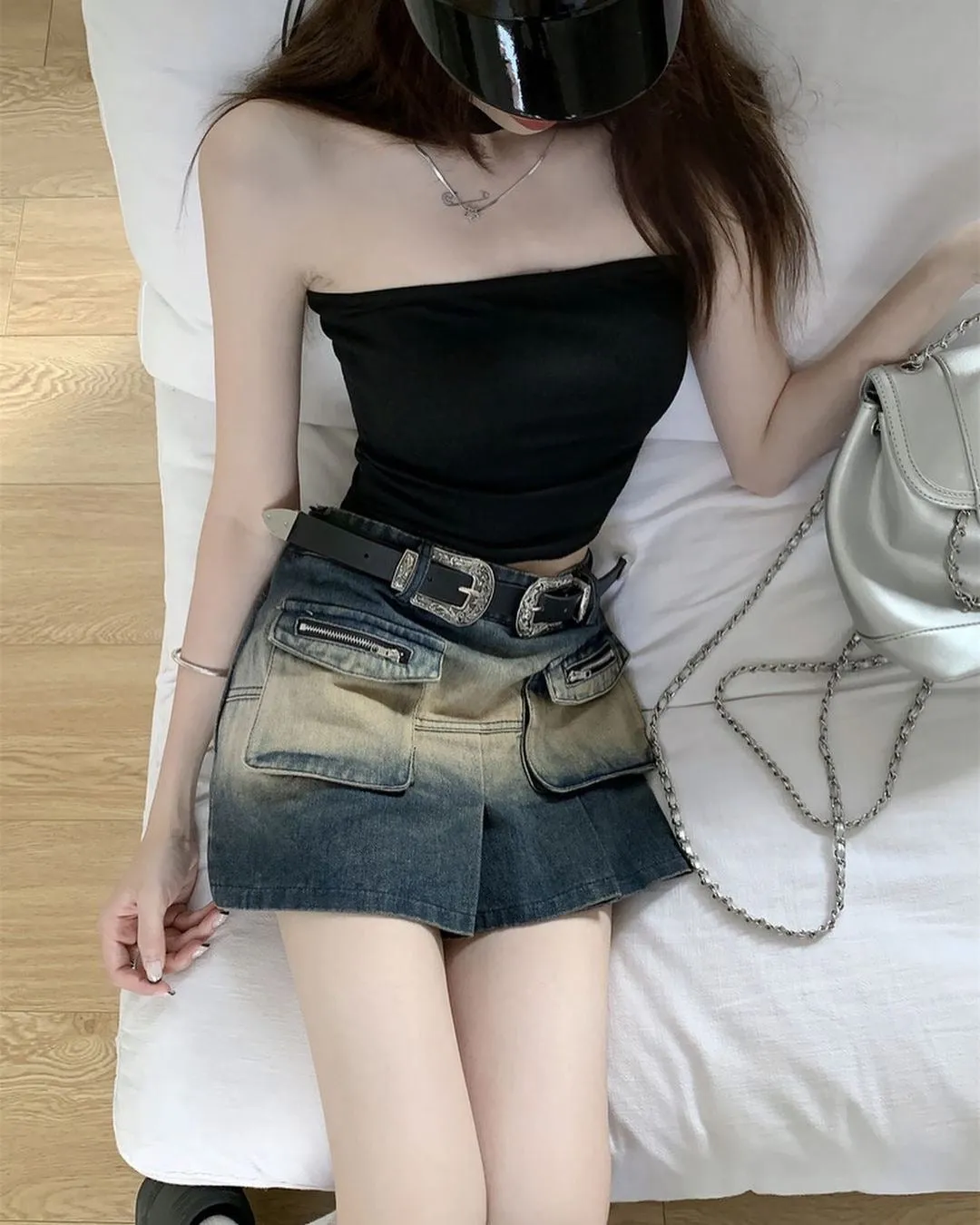 Bio Washed Jeans Type Mini Skirt