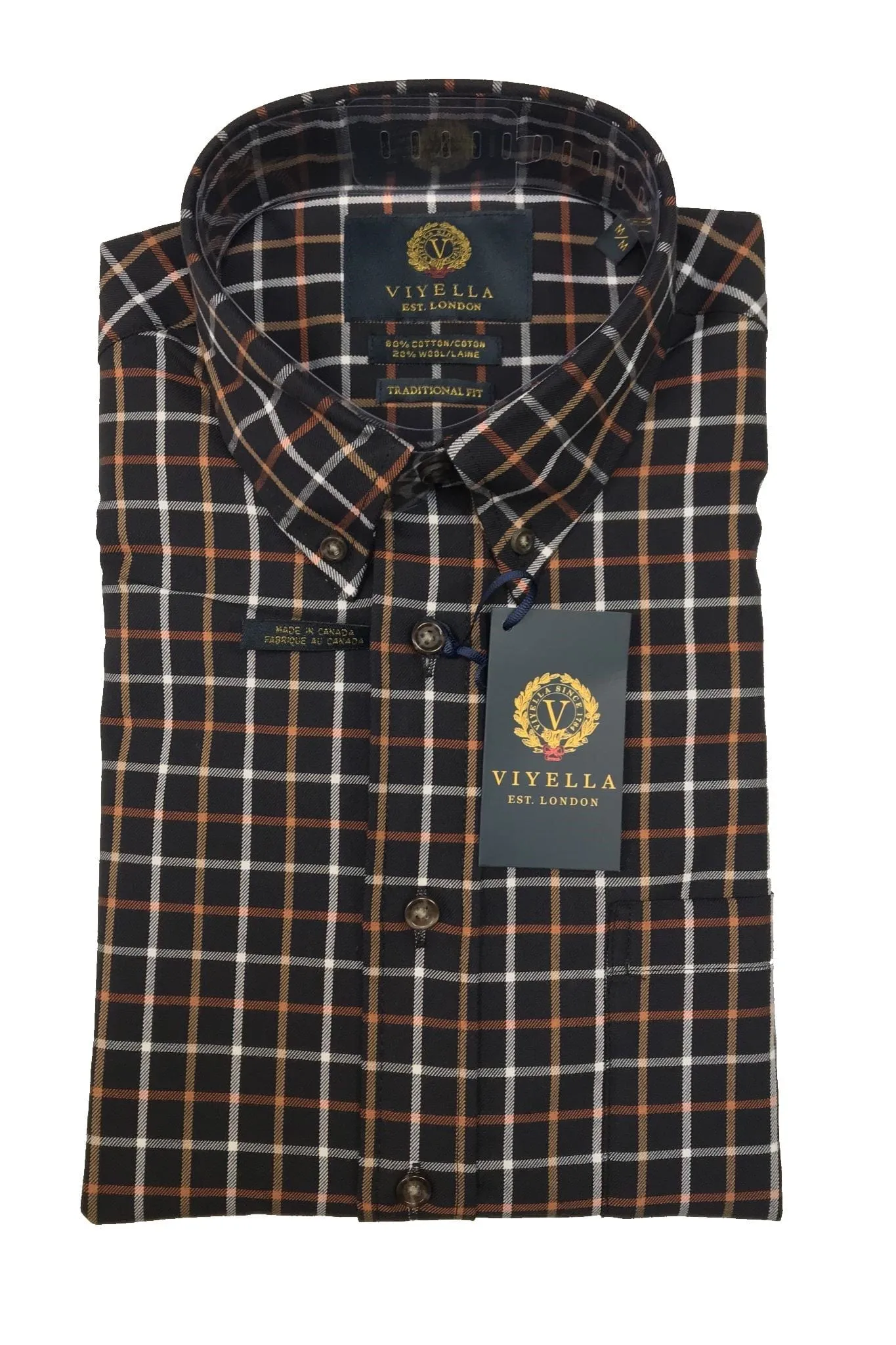 Black Check Men's Cotton & Wool Long Sleeve Shirts