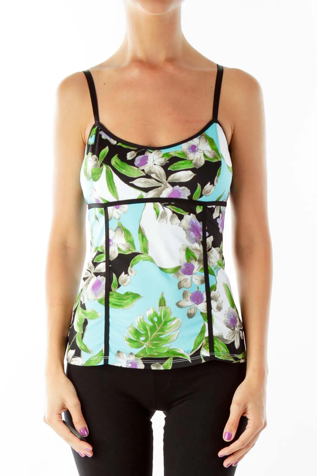 Black Floral Tank Top