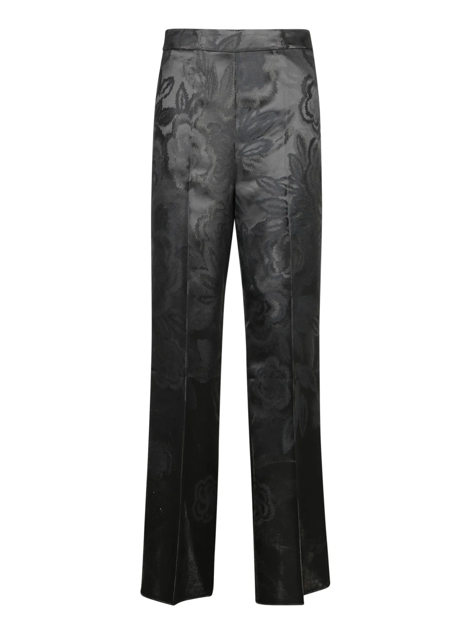 Black Jacquard Flared Trousers