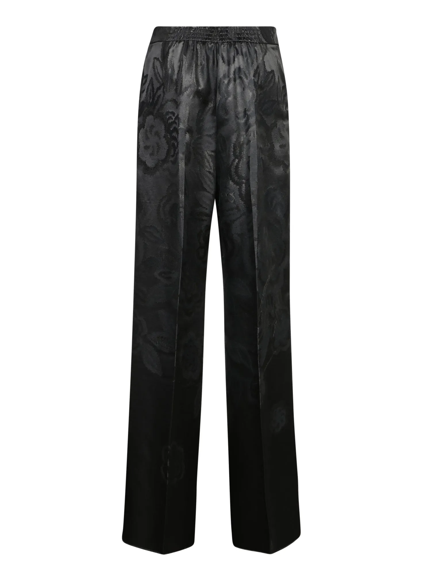 Black Jacquard Flared Trousers