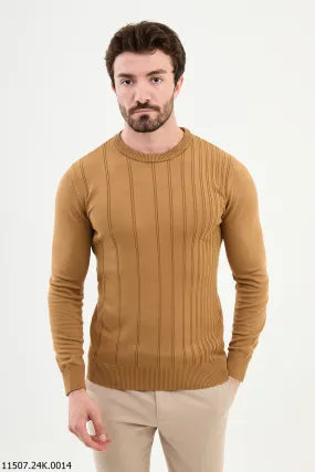 Brabion Dante Slim Fit Camel Knitted Sweater