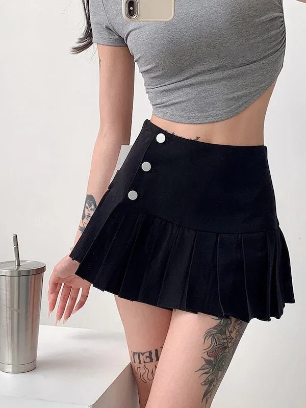 Buttons slit skirt