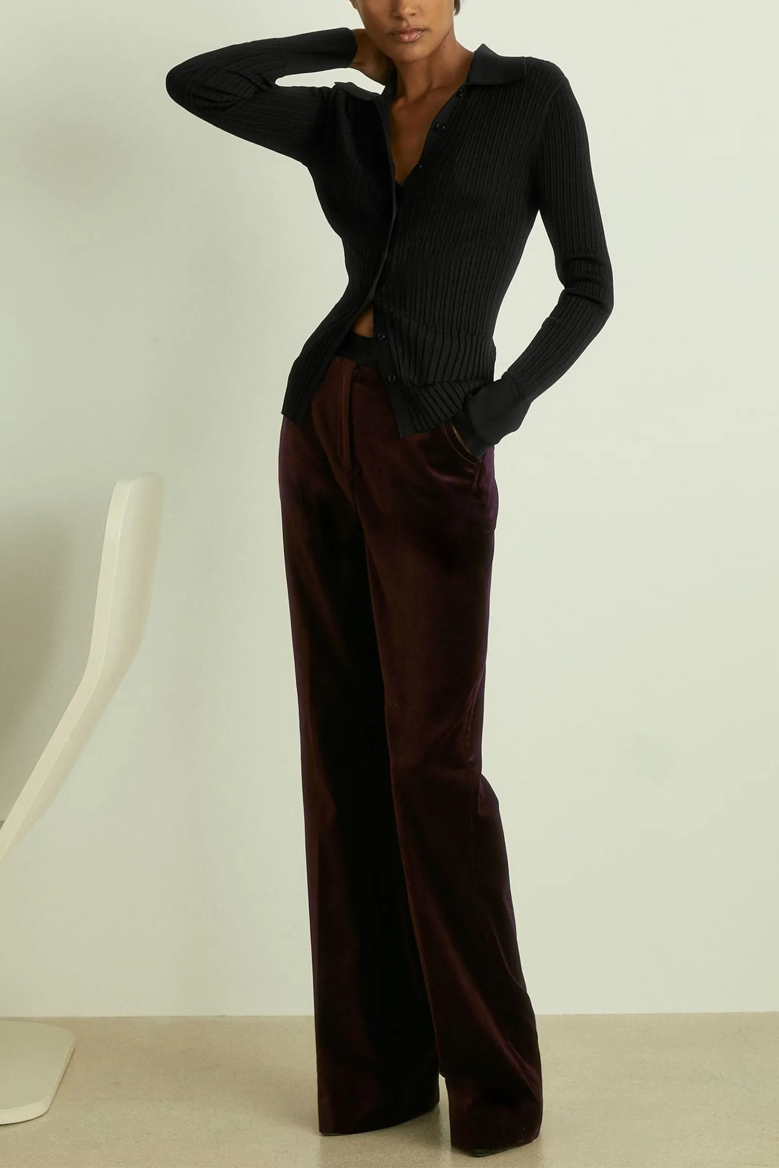 Cotton-velvet Flared Trousers