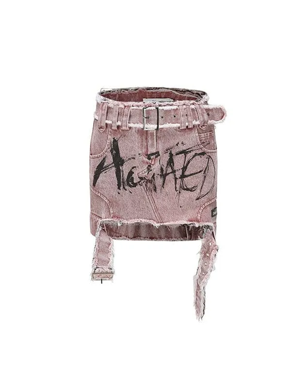 Damaged Street Painted Mini Skirt