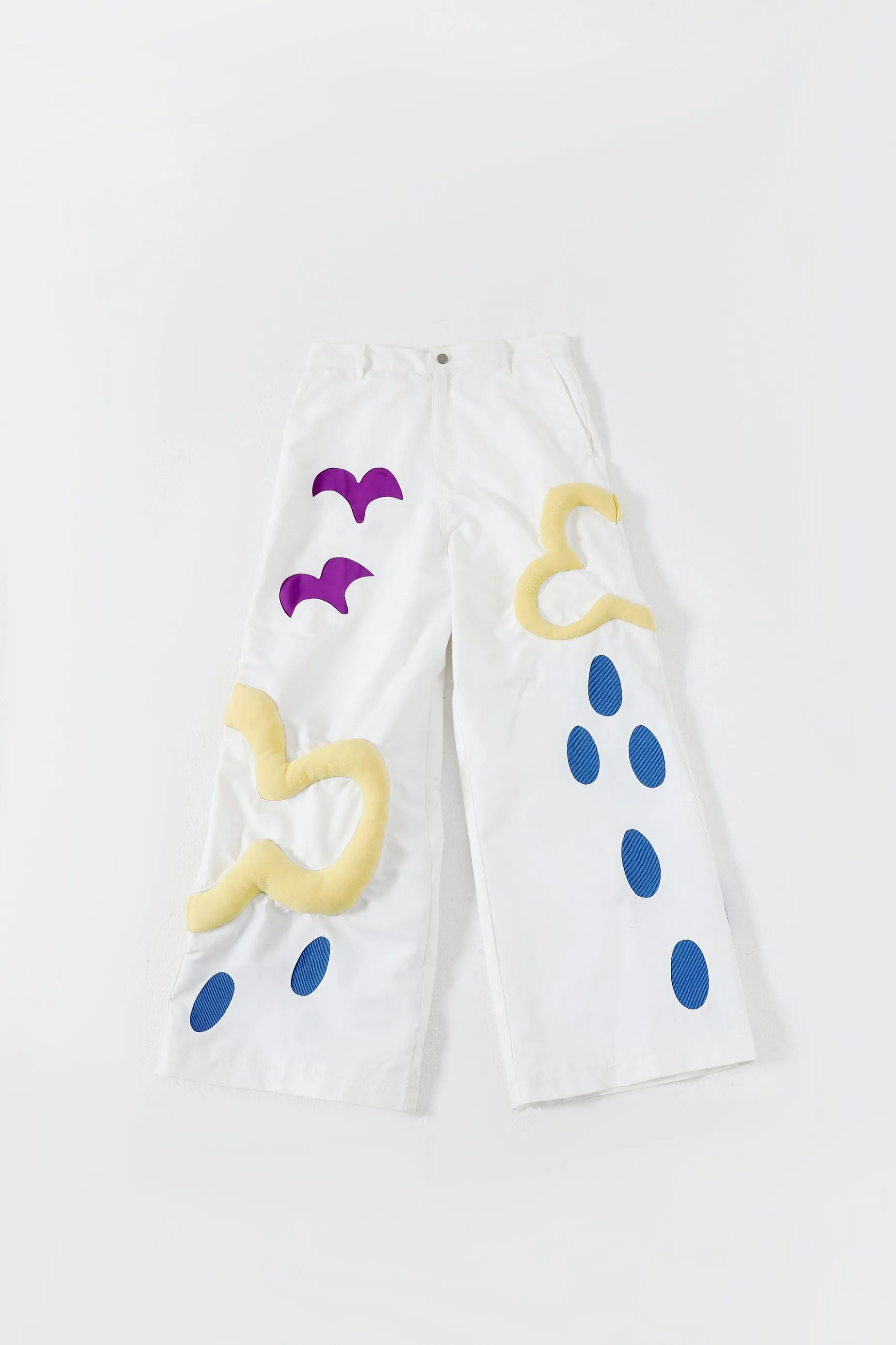 EMBROIDERED COTTON FLARED TROUSERS