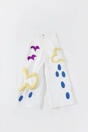 EMBROIDERED COTTON FLARED TROUSERS