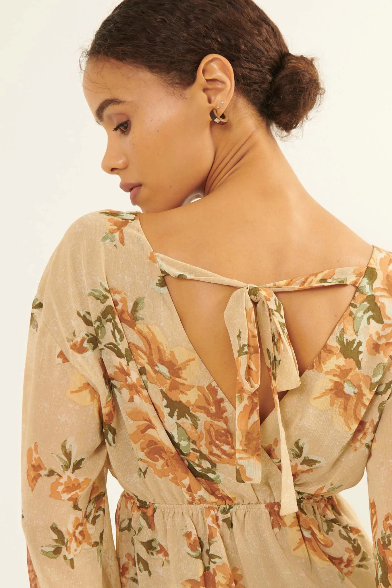 Enchanting Beauty Floral Chiffon Peasant Top