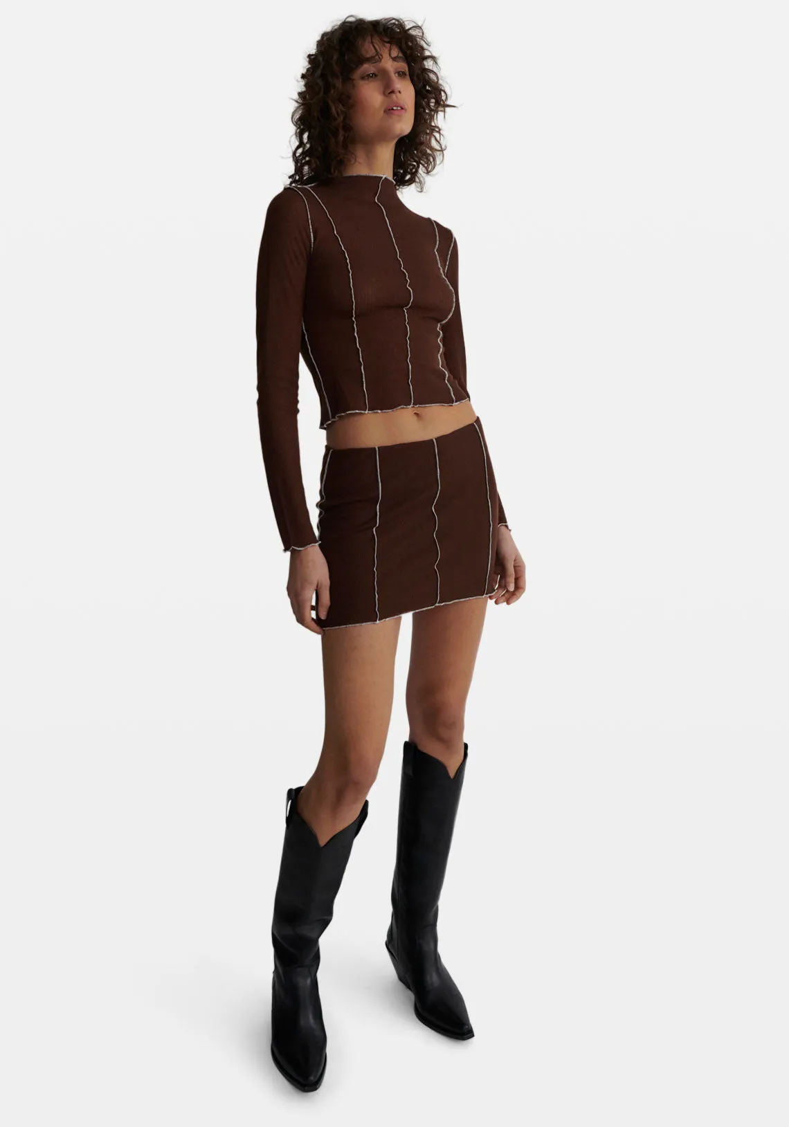 EXPOSED MINI SKIRT CHOCOLATE