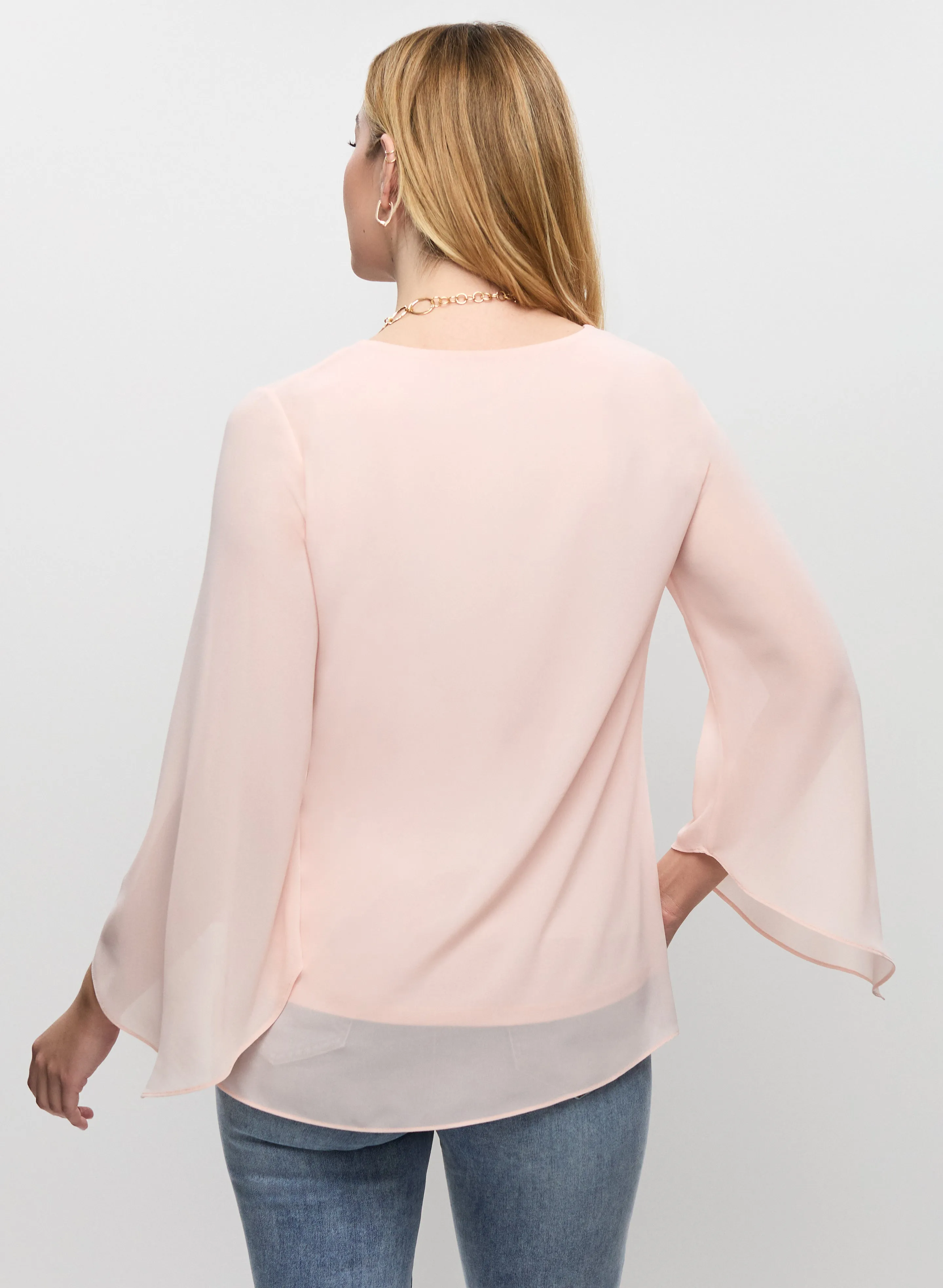 Flared Sleeve Chiffon Blouse