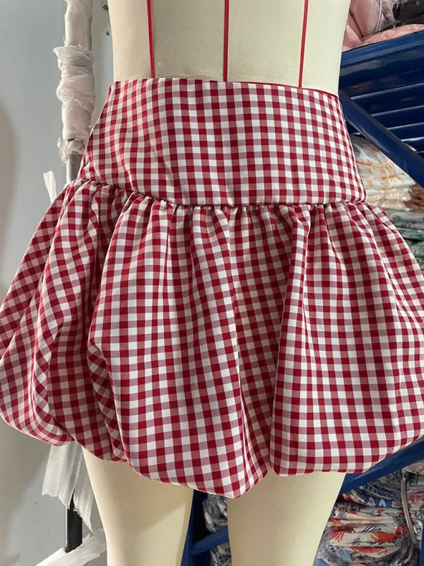 Flouncy Red & White Gingham Skirt – Perfect for Brunches