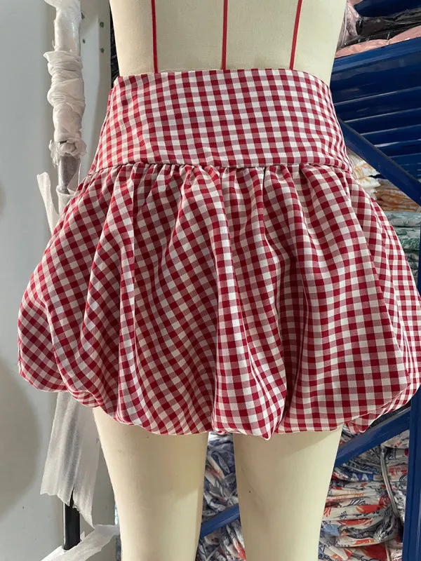 Flouncy Red & White Gingham Skirt – Perfect for Brunches