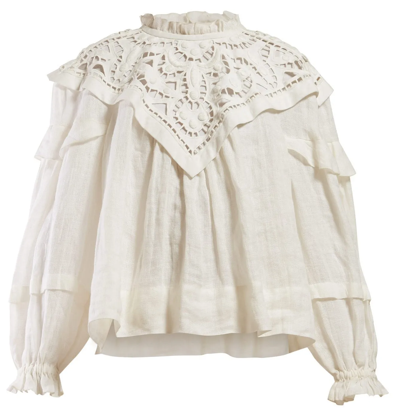 'Geoffrey' Linen Peasant Top, White