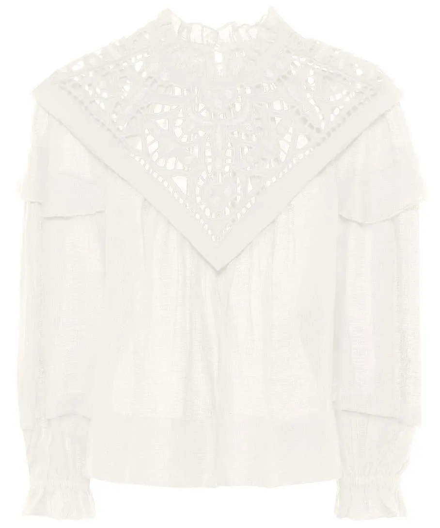 'Geoffrey' Linen Peasant Top, White