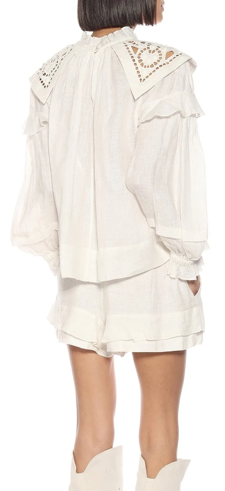 'Geoffrey' Linen Peasant Top, White