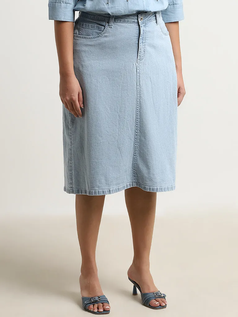 Gia Light Blue High-Rise Denim Skirt