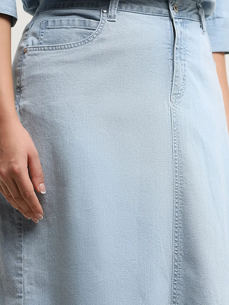 Gia Light Blue High-Rise Denim Skirt