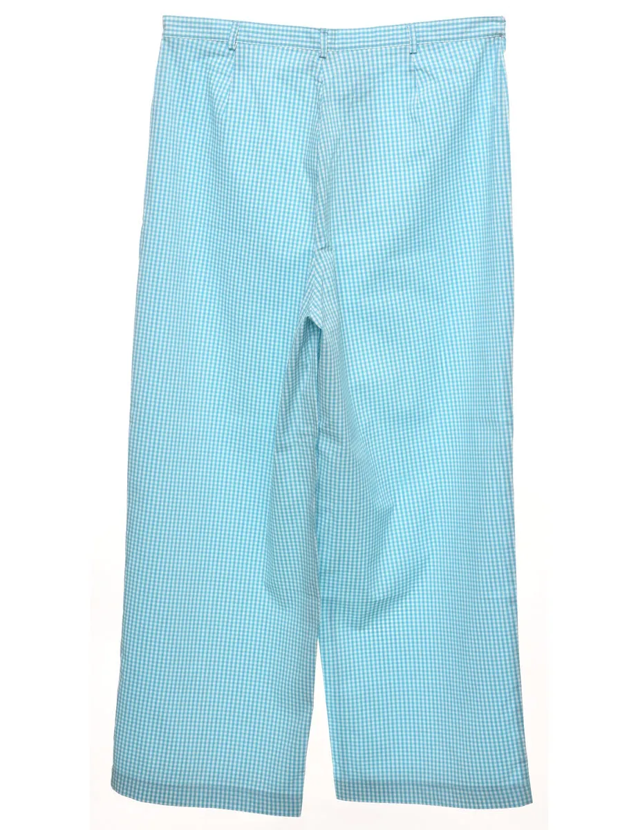 Gingham Pattern Blue & White Trousers - W32 L30