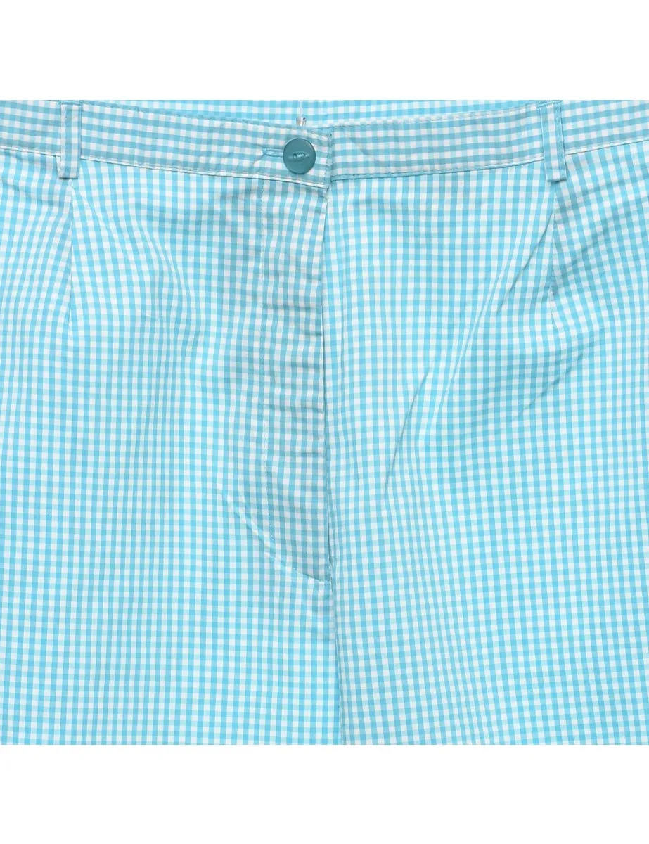 Gingham Pattern Blue & White Trousers - W32 L30