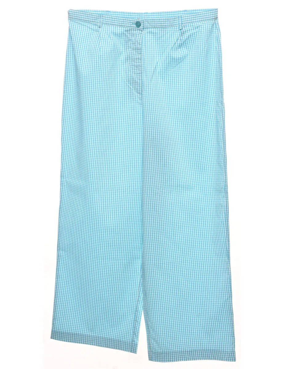 Gingham Pattern Blue & White Trousers - W32 L30