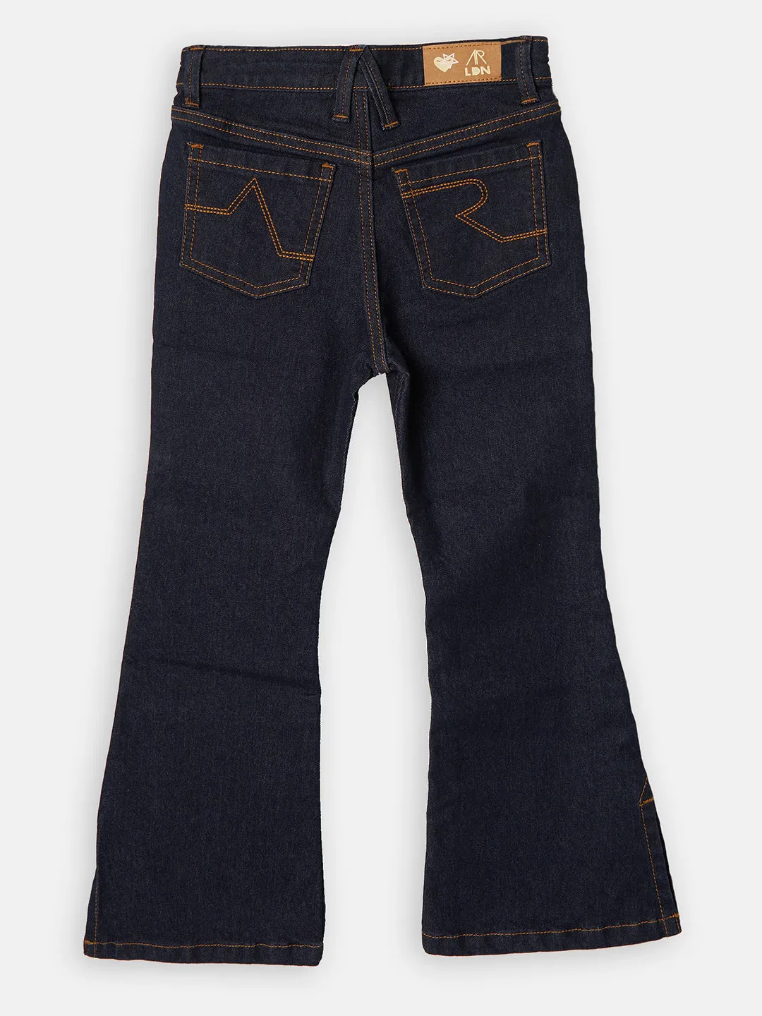 Girls Navy Denim Flare Jeans