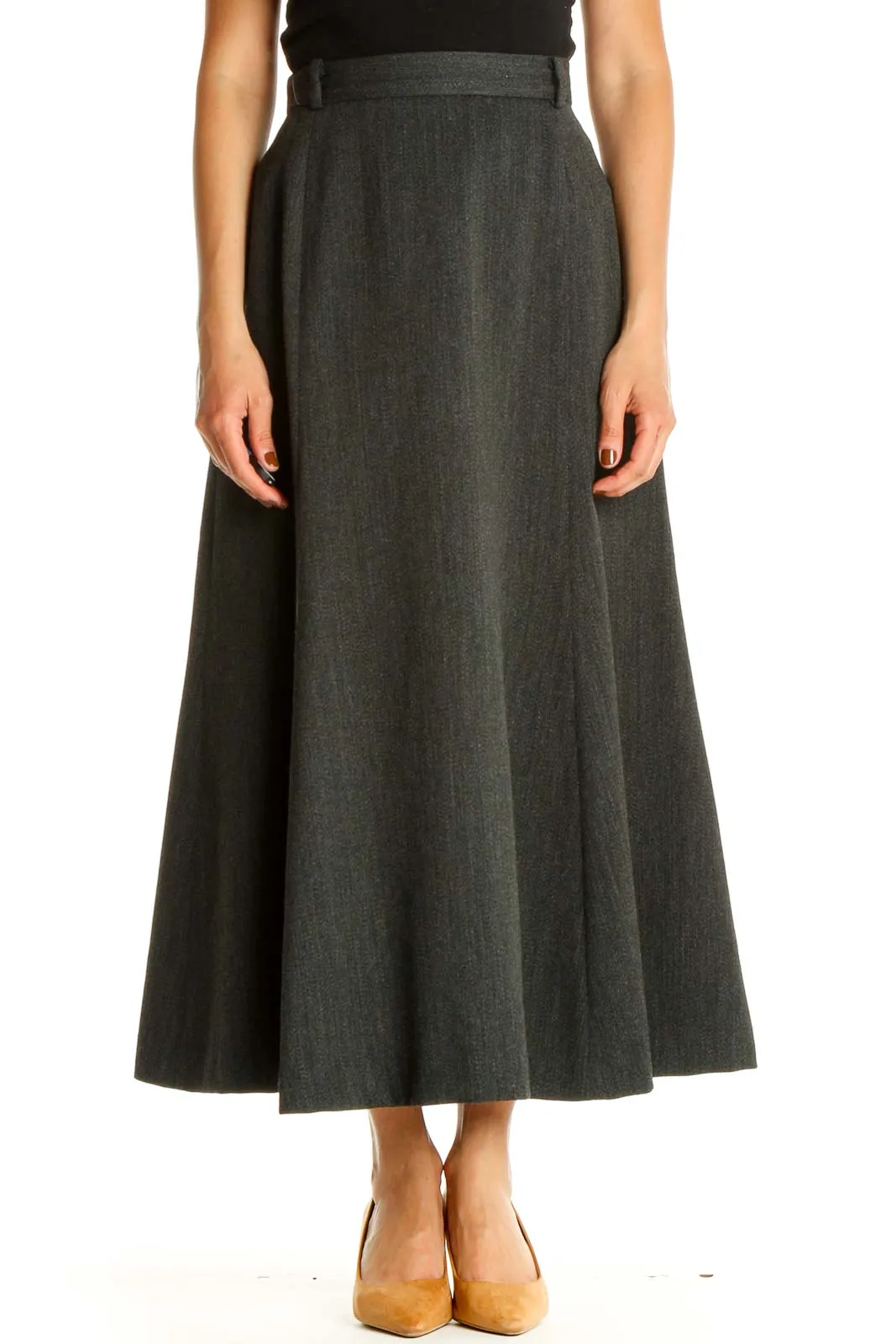 Gray Retro Flared Skirt