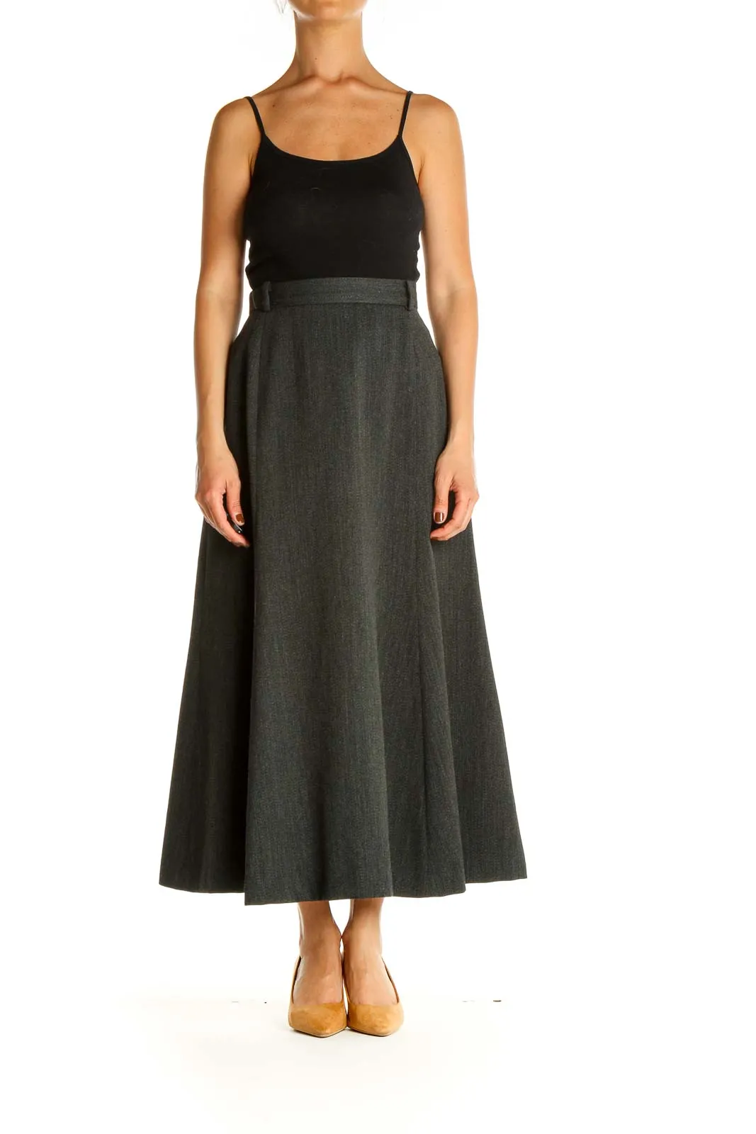 Gray Retro Flared Skirt