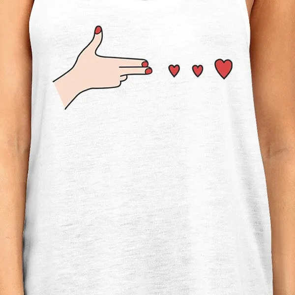 Gun Hands With Hearts BFF Matching White Tank Tops