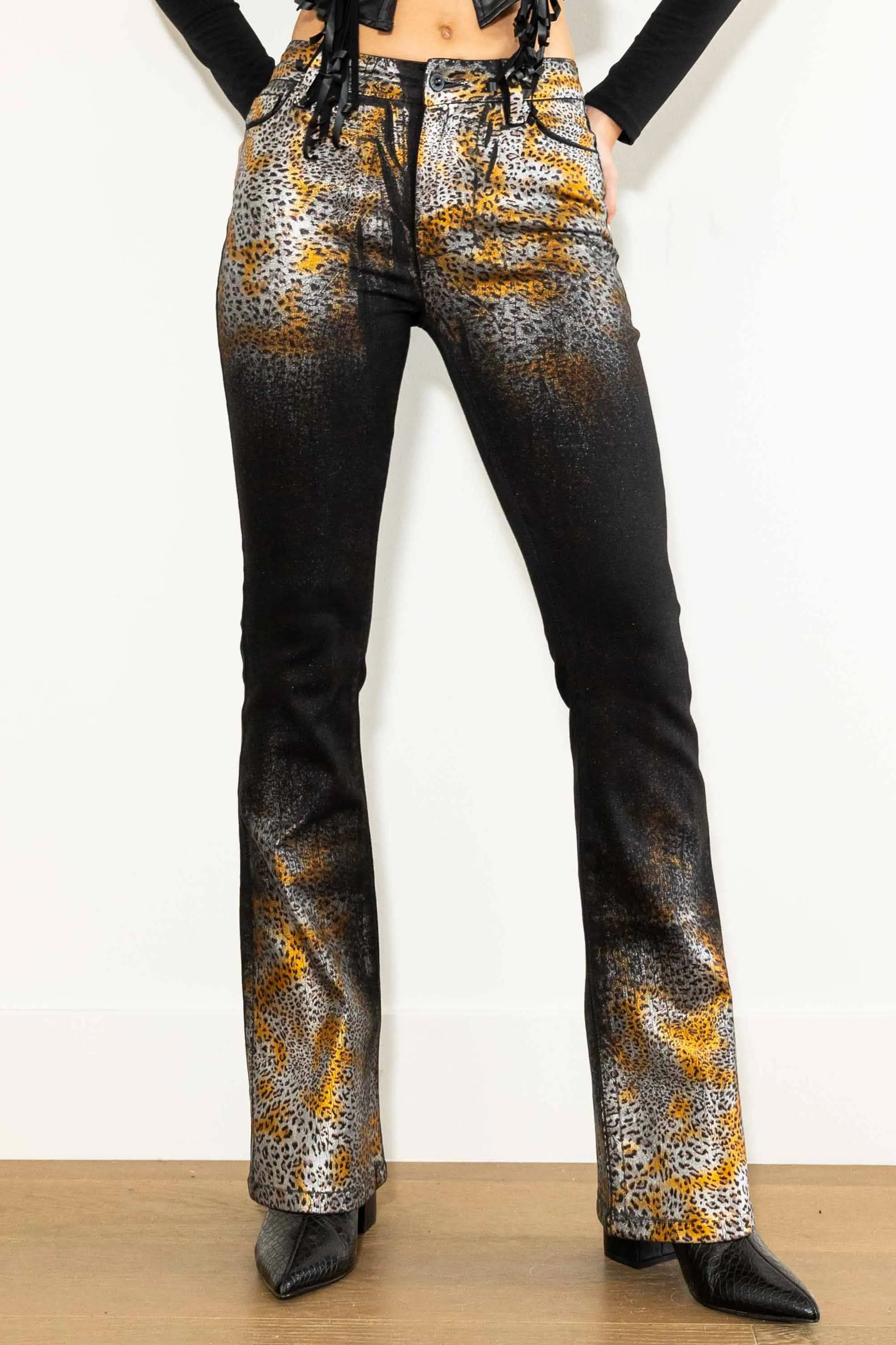 Halloween Western Leopard Bootcut Jeans