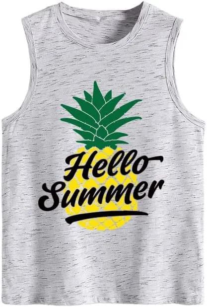 Hello Summer Pineapple Tank Women Pineapple Lover Gift Summer Vibes Shirt