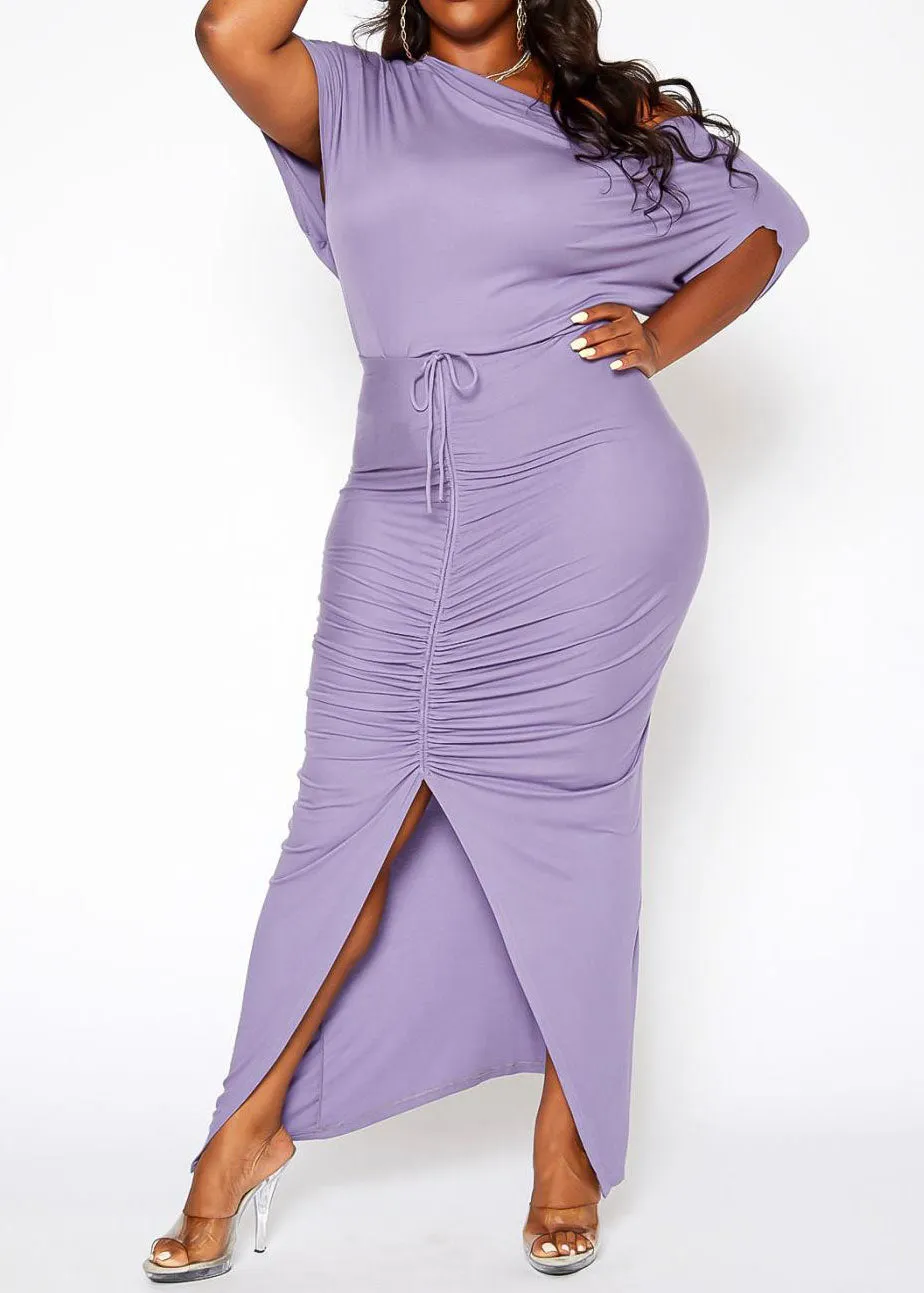 HI Curvy Plus Size Centered Drawstring Hem Maxi Skirts