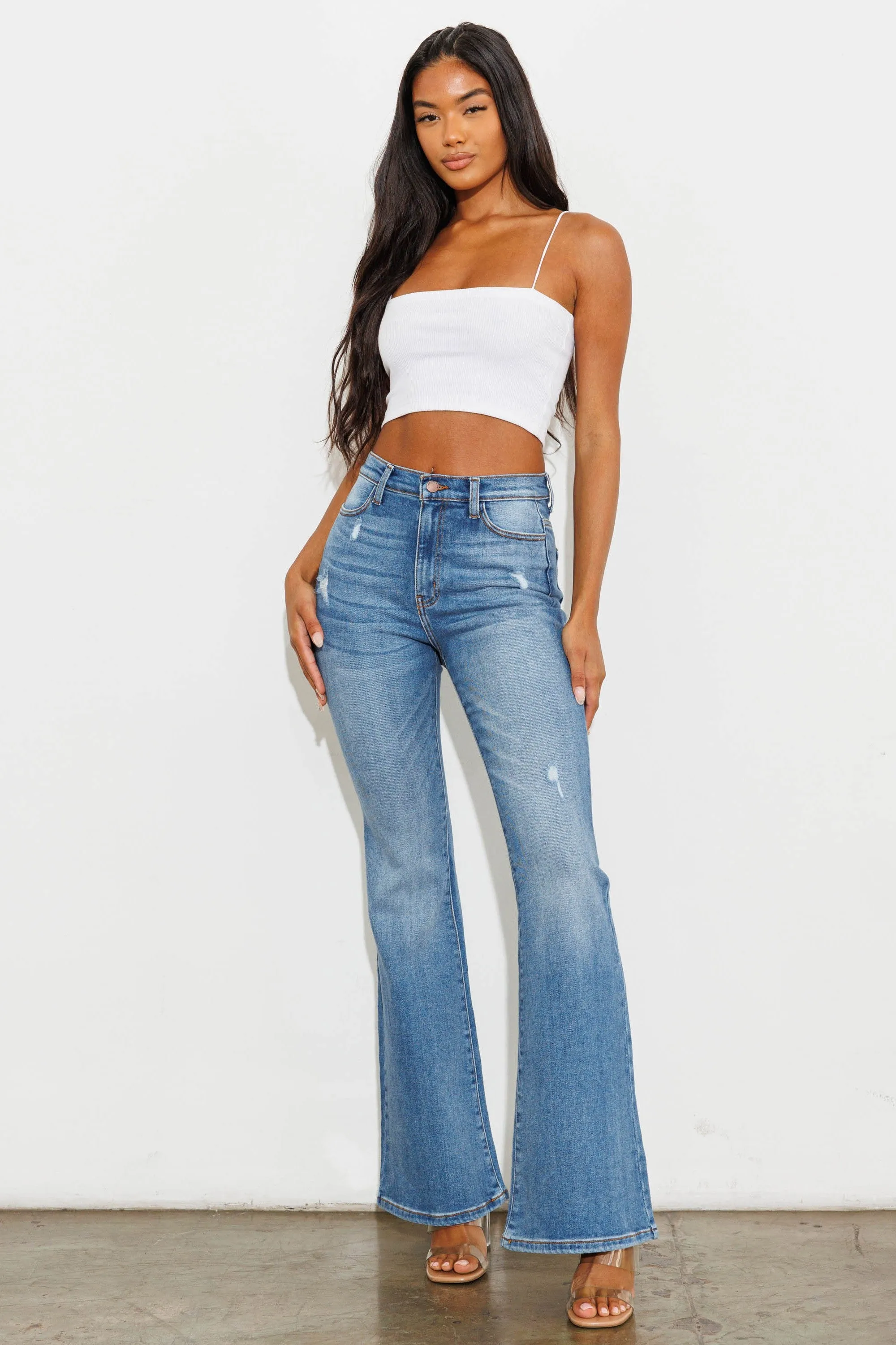 HIGH WAISTED FLARE JEANS