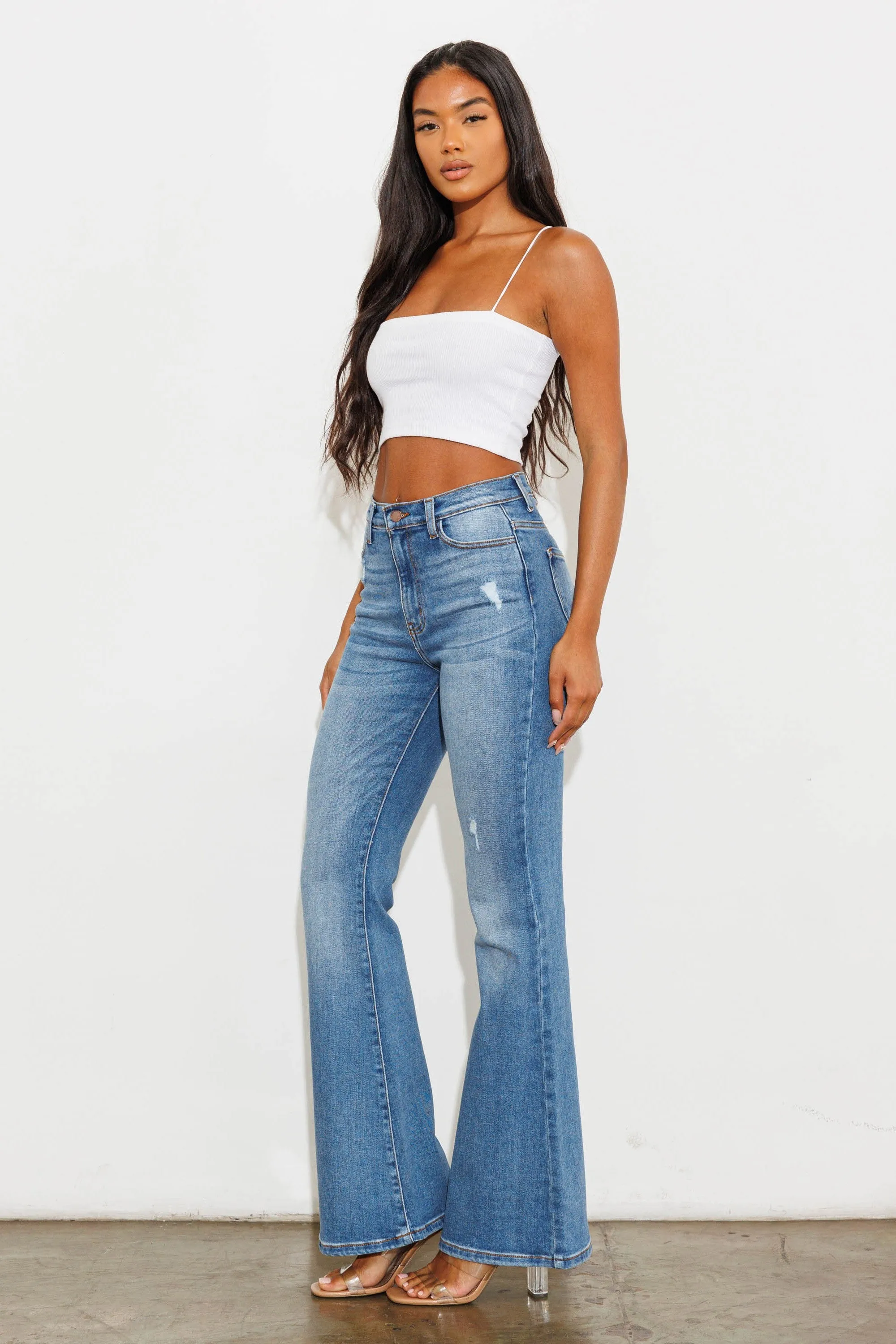 HIGH WAISTED FLARE JEANS