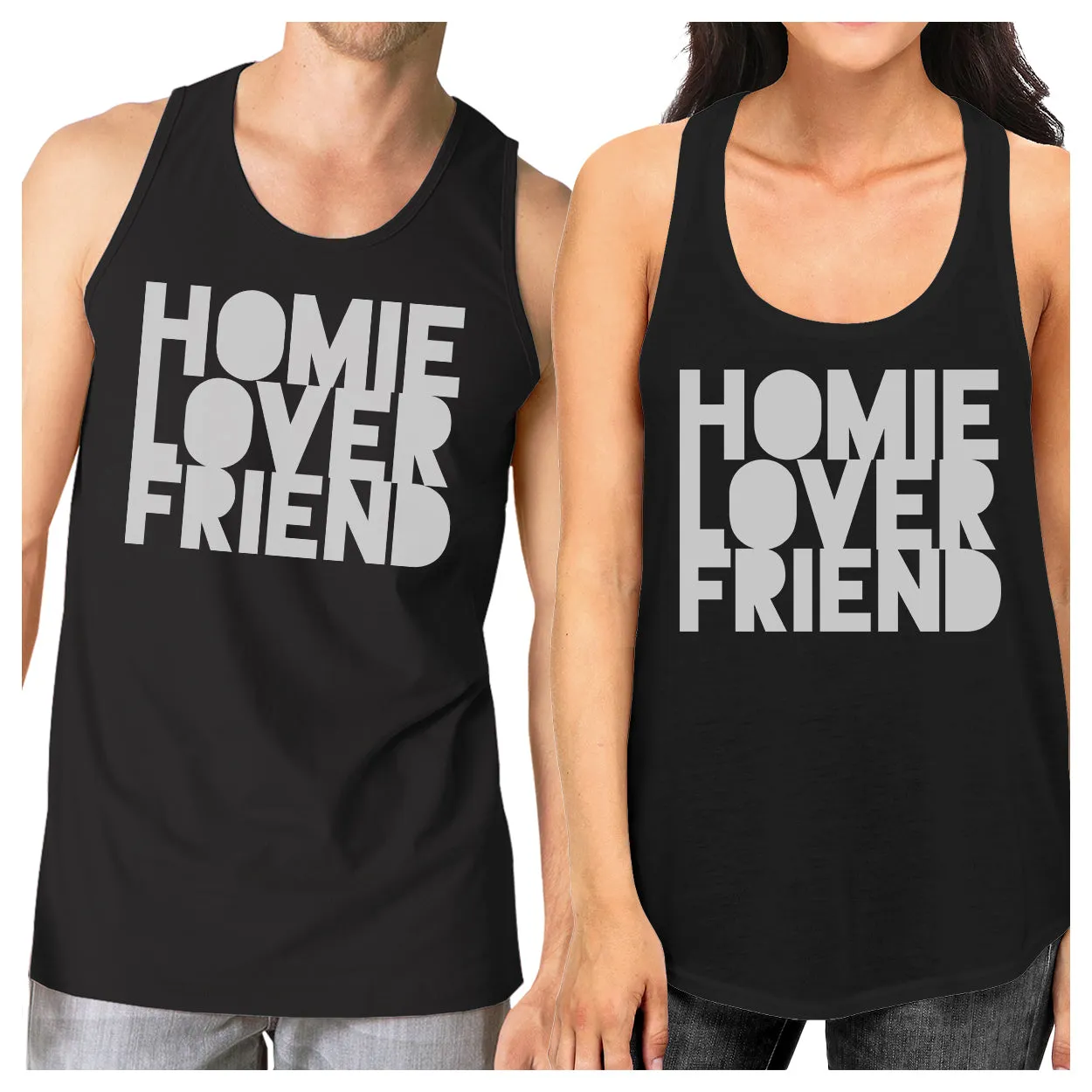 Homie Lover Friend Matching Couple Black Tank Tops