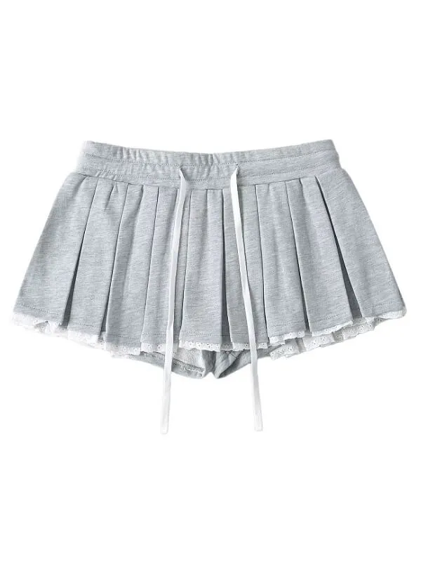 Jennie style drawstring lace-trimmed mini skirt