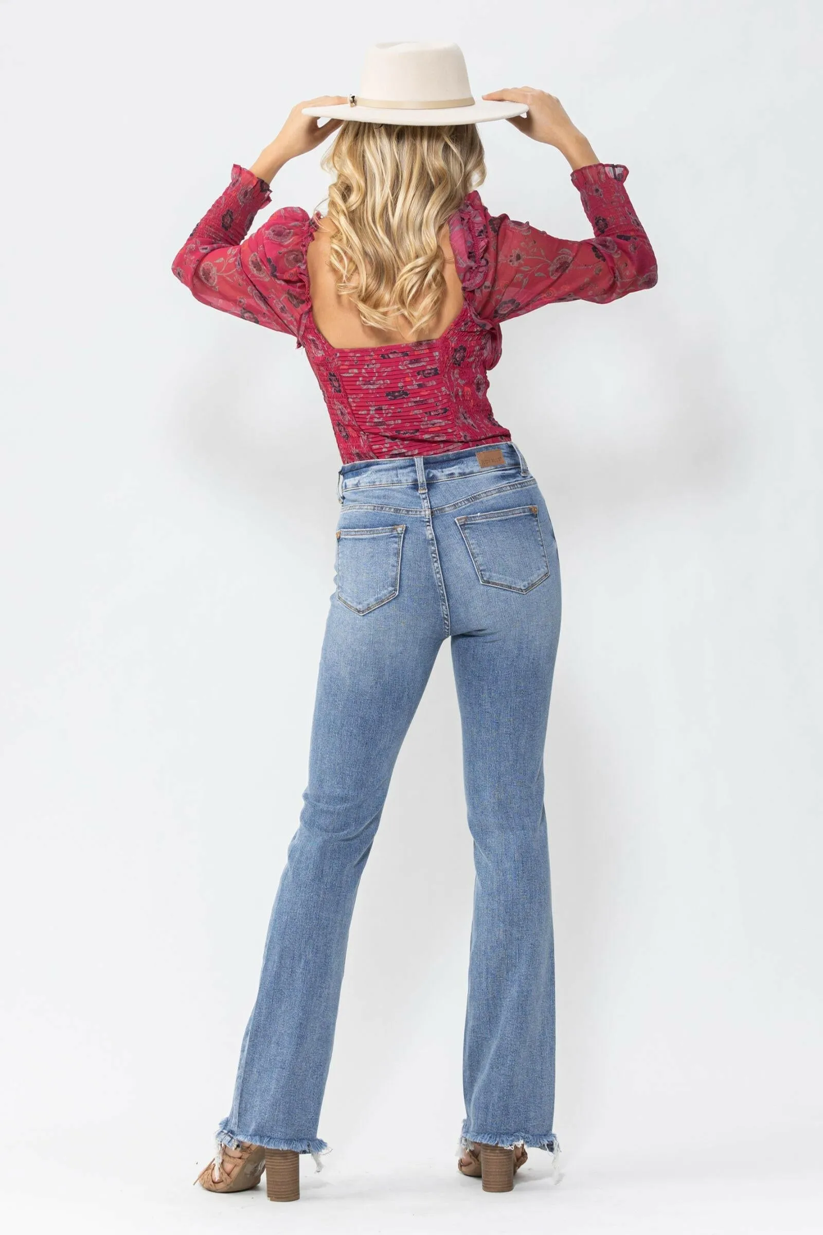 Judy Blue High Waist Double Button Bootcut Jeans