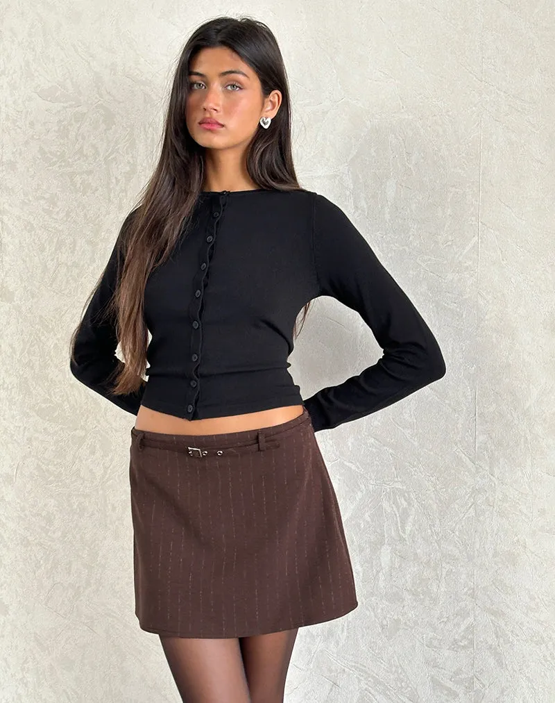 Kaimar Mini Skirt in Pinstripe Brown Tailoring