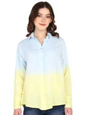 Maaesa Hand Tie & Dye Comfort Fit Shirt for Women (Blue)